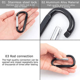 Aluminium Alloy Rock Climbing Carabiners, Key Clasps, for Camping Hiking Fishing Traveling Backpack Bottle, Black, 73x38x7mm, Inner Diameter: 25x62mm