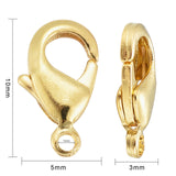 Brass Lobster Claw Clasps, Parrot Trigger Clasps, Cadmium Free & Nickel Free & Lead Free, Golden, 10x5x3mm, Hole: 1mm, 200pc/Set