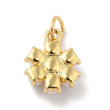 Rack Plating Brass Pendants, with Pearl, Cadmium Free & Lead Free, Flower, Real 18K Gold Plated, 12.5x10.5x4mm, Hole: 3.6mm, 10pc/Set