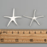 Brass Starfish/Sea Stars Pendants, Silver Color Plated, 32x32mm