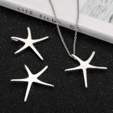 Brass Starfish/Sea Stars Pendants, Silver Color Plated, 32x32mm