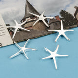 Brass Starfish/Sea Stars Pendants, Silver Color Plated, 32x32mm