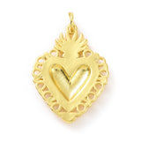 Rack Plating Brass Enamel Pendants, with Jump Ring, Long-Lasting Plated, Real 18K Gold Plated, Cadmium Free & Lead Free, Sacred Heart Charm, Mixed Color, 28x20x3mm, Jump Ring: 5x0.8mm, Inner Diameter: 3mm, 10pc/Set