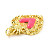 Rack Plating Brass Enamel Pendants, with Jump Ring, Long-Lasting Plated, Real 18K Gold Plated, Cadmium Free & Lead Free, Sacred Heart Charm, Mixed Color, 28x20x3mm, Jump Ring: 5x0.8mm, Inner Diameter: 3mm, 10pc/Set