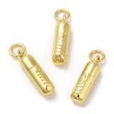 Rack Plating Brass Pendants, with Jump Ring, Lead Free & Cadmium Free, Long-Lasting Plated, Column with Word Chill Charms, Real 18K Gold Plated, 17x5mm, Hole: 3mm, 10pc/Set