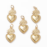 Brass Pendants, Sacred Heart, Golden, 22x12x2.5mm, Jump Ring: 5x1mm, Hole: 3.5mm, 10pc/Set