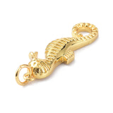 Eco-Friendly Brass Pendants, with Jump Ring, Long-Lasting Plated, Sea Horse, Real 18K Gold Plated, 26.5x9x3mm, 10pc/Set