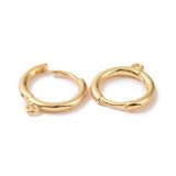 Brass Huggie Hoop Earrings Finding, with Horizontal Loop, Ring, Real 18K Gold Plated, 12 Gauge(2mm), 16.5x13.5x2mm, Hole: 1.5mm, Pin: 1mm, 20Pair/Set