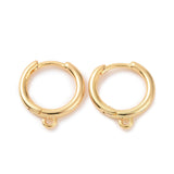 Brass Huggie Hoop Earrings Finding, with Horizontal Loop, Ring, Real 18K Gold Plated, 12 Gauge(2mm), 16.5x13.5x2mm, Hole: 1.5mm, Pin: 1mm, 20Pair/Set