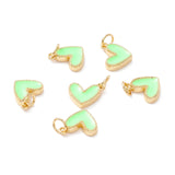 Rack Plating Brass Enamel Charms, with Jump Ring, Cadmium Free & Nickel Free & Lead Free, Real 18K Gold Long-Lasting Plated, Heart, Mixed Color, 9x7x2mm, Hole: 2.5mm, 10pc/Set