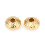 Brass Spacer Beads, Long-Lasting Plated, Textured, Flat Round, Golden, 5x2.5mm, Hole: 1.4mm, 100pc/Set