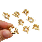 Rack Plating Brass Spring Ring Clasps, Real 18K Gold Plated, 17x6mm, Hole: 3mm, 10pc/Set