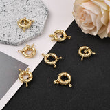 Rack Plating Brass Spring Ring Clasps, Real 18K Gold Plated, 17x6mm, Hole: 3mm, 10pc/Set