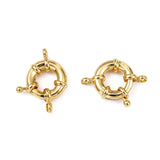 Rack Plating Brass Spring Ring Clasps, Real 18K Gold Plated, 17x6mm, Hole: 3mm, 10pc/Set