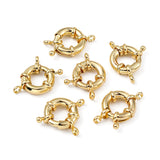 Rack Plating Brass Spring Ring Clasps, Real 18K Gold Plated, 17x6mm, Hole: 3mm, 10pc/Set