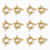 Rack Plating Brass Spring Ring Clasps, Real 18K Gold Plated, 17x6mm, Hole: 3mm, 10pc/Set