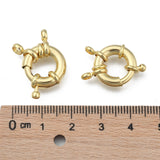 Rack Plating Brass Spring Clasps, Real 18K Gold Plated, 15x5mm, Hole: 2mm, 10pc/Set