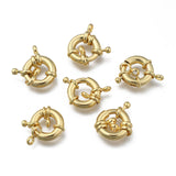 Rack Plating Brass Spring Clasps, Real 18K Gold Plated, 15x5mm, Hole: 2mm, 10pc/Set