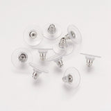 Brass Bullet Clutch Bullet Clutch Earring Backs with Pad, for Stablizing Heavy Post Earrings, with Plastic Pads, Ear Nuts, Platinum, 11x11x7mm, Hole: 1mm, 500Pair/Set