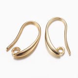 Brass Earring Hooks, with Horizontal Loop, Cadmium Free & Nickel Free & Lead Free, Real 18K Gold Plated, 19x10x2mm, Hole: 2mm, 18 Gauge, Pin: 1mm, 10pcs/Set