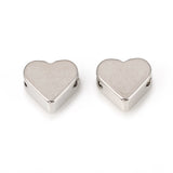 Brass Beads, Heart, Long-Lasting Plated, Platinum, 6.5x6.5x3mm, Hole: 1.5mm, 50pc/Set