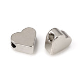 Brass Beads, Heart, Long-Lasting Plated, Platinum, 6.5x6.5x3mm, Hole: 1.5mm, 50pc/Set