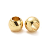 Brass Beads, Lead Free & Nickel Free & Cadmium Free, Solid Round, Real 18K Gold Plated, 6mm, Hole: 3mm, 50pc/Set