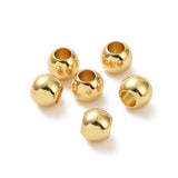 Brass Beads, Lead Free & Nickel Free & Cadmium Free, Solid Round, Real 18K Gold Plated, 6mm, Hole: 3mm, 50pc/Set