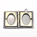 Brass Locket Pendants, Photo Frame Charms for Necklaces, Cadmium Free & Nickel Free & Lead Free, Rectangle, Brushed Antique Bronze, 26x19x4.5mm, Hole: 2mm, Inner Size: 10x15mm, 10pc/Set