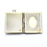 Brass Locket Pendants, Photo Frame Charms for Necklaces, Cadmium Free & Nickel Free & Lead Free, Rectangle, Brushed Antique Bronze, 26x19x4.5mm, Hole: 2mm, Inner Size: 10x15mm, 10pc/Set