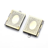 Brass Locket Pendants, Photo Frame Charms for Necklaces, Cadmium Free & Nickel Free & Lead Free, Rectangle, Brushed Antique Bronze, 26x19x4.5mm, Hole: 2mm, Inner Size: 10x15mm, 10pc/Set