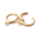 Brass Huggie Hoop Earring Findings, with Horizontal Loop, Ring, Real 18K Gold Plated, 15x11.5x2mm, Hole: 2mm, Pin: 0.8mm, 10pcs/Set