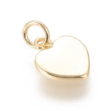 Brass Charms, with Jump Ring, Long-Lasting Plated, Heart, Real 18K Gold Plated, 12x9.5x1.5mm, Hole: 3mm, 10pcs/Set