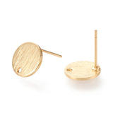 Brass Stud Earring Findings, Long-Lasting Plated, Flat Round, Real 18K Gold Plated, 10x1mm, Hole: 1.2mm, Pin: 0.7mm, 5Pair/Set