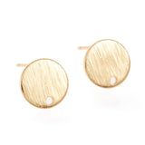 Brass Stud Earring Findings, Long-Lasting Plated, Flat Round, Real 18K Gold Plated, 10x1mm, Hole: 1.2mm, Pin: 0.7mm, 5Pair/Set