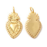 Eco-Friendly Rack Plating Brass Pendants, Long-Lasting Plated, Lead Free & Cadmium Free, Sacred Heart Charm, Real 18K Gold Plated, 21.5x12.5x2mm, Hole: 3mm, 10pc/Set