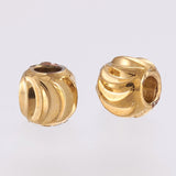 Brass Spacer Beads, Long-Lasting Plated, Corrugated Round, Real 18K Gold Plated, 3x2mm, Hole: 1.2mm, 200pcs/Set