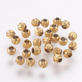 Brass Spacer Beads, Long-Lasting Plated, Corrugated Round, Real 18K Gold Plated, 3x2mm, Hole: 1.2mm, 200pcs/Set