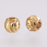 Brass Spacer Beads, Long-Lasting Plated, Corrugated Round, Real 18K Gold Plated, 4x3mm, Hole: 1.6mm, 200pc/Set