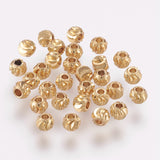 Brass Spacer Beads, Long-Lasting Plated, Corrugated Round, Real 18K Gold Plated, 4x3mm, Hole: 1.6mm, 200pc/Set