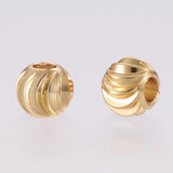 Brass Spacer Beads, Long-Lasting Plated, Corrugated Round, Real 18K Gold Plated, 5x4mm, Hole: 2mm, 200pc/Set