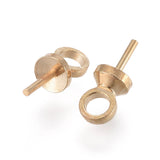 Brass Peg Bails Pendants, For Half Drilled, Light Gold, 6.3x3mm, Hole: 1.2mm, Pin: 0.55mm, 100pc/Set