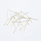 Brass Ball Head Pins, Long-Lasting Plated, Nickel Free, Real 18K Gold Plated, 35x0.6mm, 22 Gauge, Head: 1.8mm, 180pcs/bag