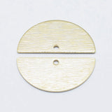 Brass Semi Circle Pendant, Long-Lasting Plated, Real 18K Gold Plated, Nickel Free, Brushed, Half Round, 10.3x21x0.4mm, Hole: 1mm, 50pc/Set