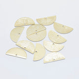 Brass Semi Circle Pendant, Long-Lasting Plated, Real 18K Gold Plated, Nickel Free, Brushed, Half Round, 10.3x21x0.4mm, Hole: 1mm, 50pc/Set