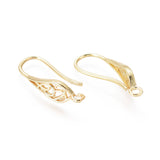 Brass Earring Hooks, Ear Wire, with Horizontal Loop, Teardrop, Golden, 25x6mm, Hole: 2mm, 18 Gauge, Pin: 1mm, 20Pair/Set