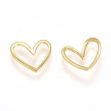 Brass Linking Rings, Long-Lasting Plated, Heart, Real 18K Gold Plated, 11.5x13x1mm, Inner Diameter: 4x11mm, 50pc/Set