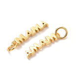 Brass Pendants, with Jump Ring, Long-Lasting Plated, Word MAMA, Real 18K Gold Plated, 16.5x3x2mm, Hole: 3mm, Jump Ring: 5x0.8mm, 10pcs/Set