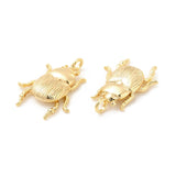 Brass Pendants, Insect Charm, Real 18K Gold Plated, 17x13.5x3mm, Hole: 1.6mm, 20pc/Set