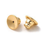 Rack Plating Brass Ear Nuts, Bullet Ear Nuts, Long-Lasting Plated, Real 18K Gold Plated, 10x7mm, Hole: 0.7mm, 50pc/Set